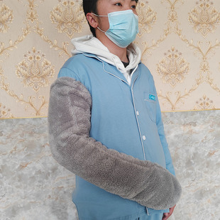 护手臂骨折加长手套保暖棉袖套胳膊受伤套袖手指截肢加绒全开袖筒