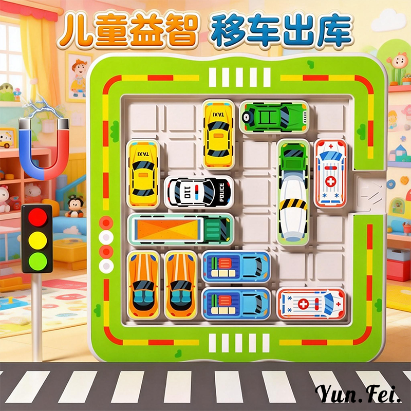 汽车华容道益智玩具6-12岁儿童逻辑思维磁力滑动拼图数字智力拼图,玩具/童车/益智/积木/模型,智力解题/通关玩具,淘宝优惠券,粉丝福利购,淘宝优惠卷
