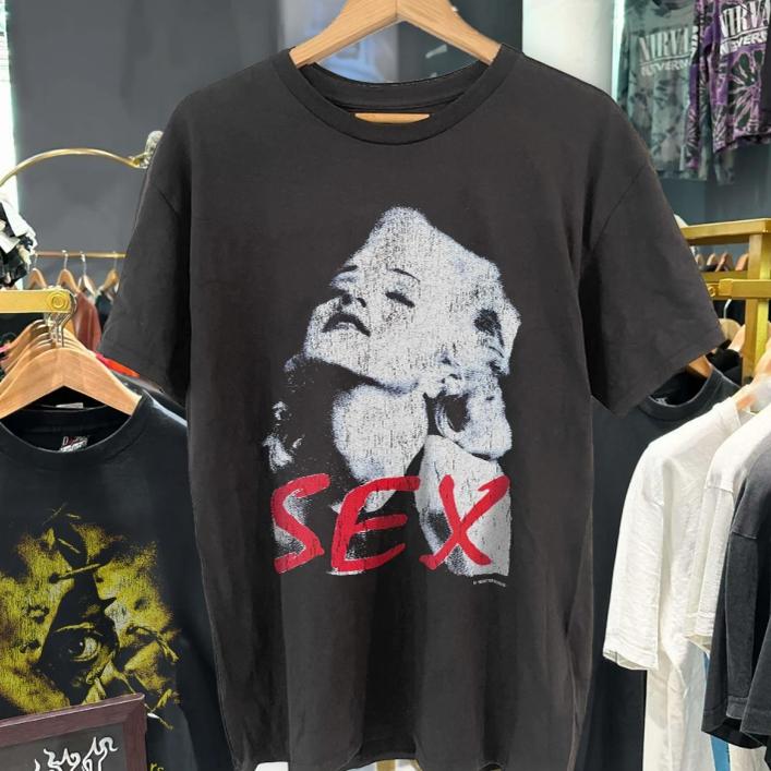 MAD0NNA 美式复古街头嘻哈风印花短袖T恤男女宽松半截袖上衣