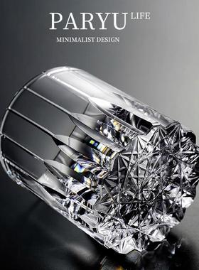 PARYU江户切子威士忌酒杯星芒杯水晶玻璃杯轻奢高档洋酒杯礼物杯