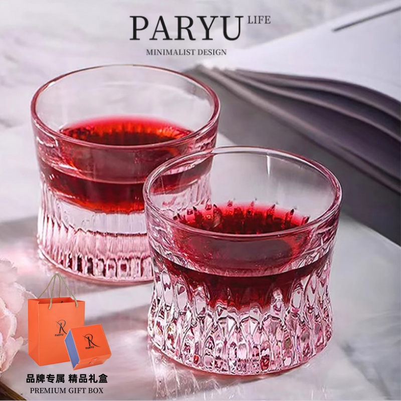 PARYU高档粉色威士忌酒杯