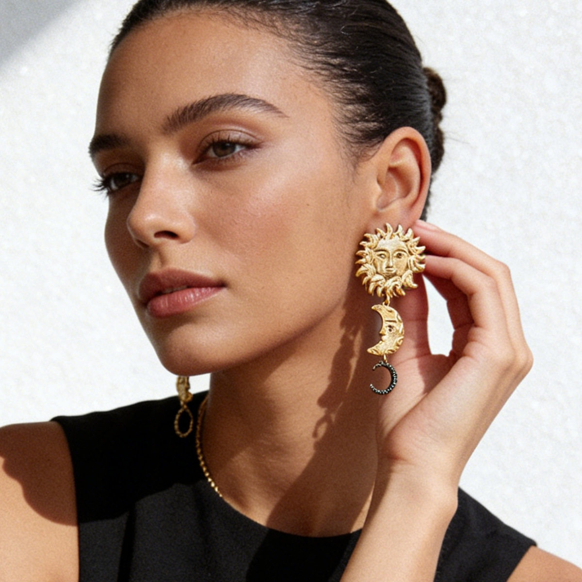欧美时尚宇宙星球耳坠复古太阳月亮人脸肖像几何流苏耳环女
