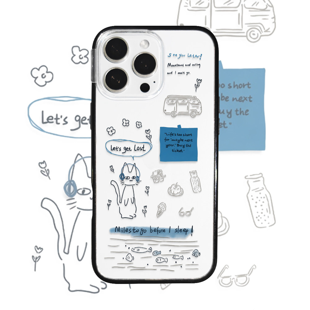 贝贝壳 适用苹果iPhone17ProMax插画线条小猫手机壳16PROMAXiphone15磁吸手机壳13卡通简约网红款