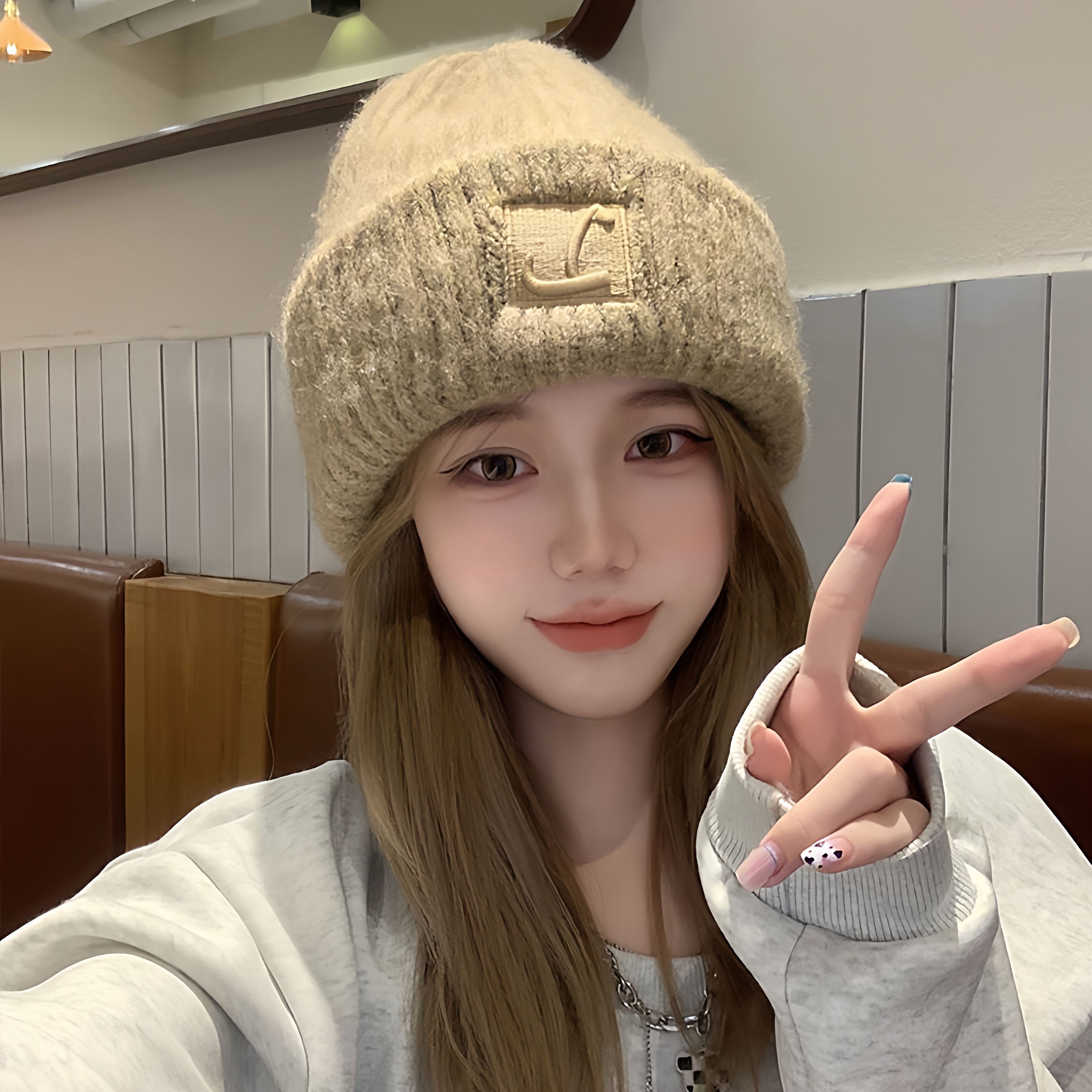 2025新款保暖毛线堆堆帽
