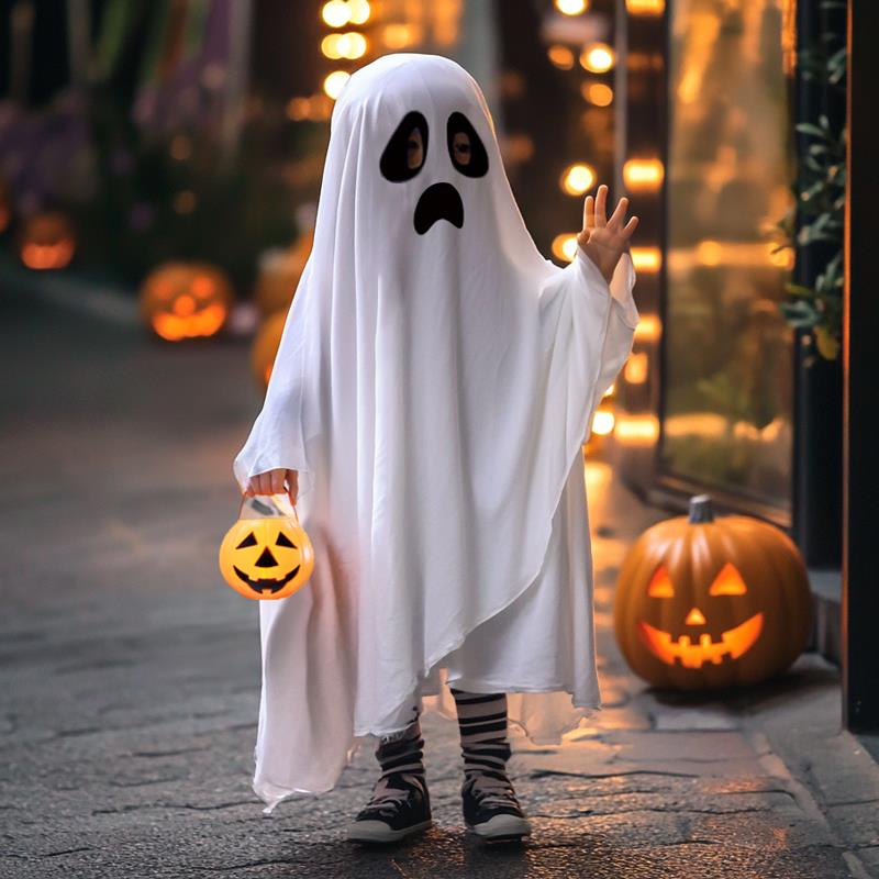 万圣节服装儿童幽灵斗篷halloween派对女孩鬼衣服男童cos装扮道具