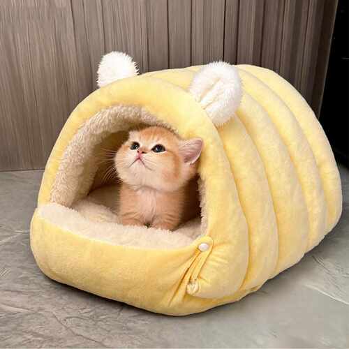 猫窝冬季保暖封闭式安全感睡袋宠物窝加绒加厚睡觉床垫子防寒狗窝
