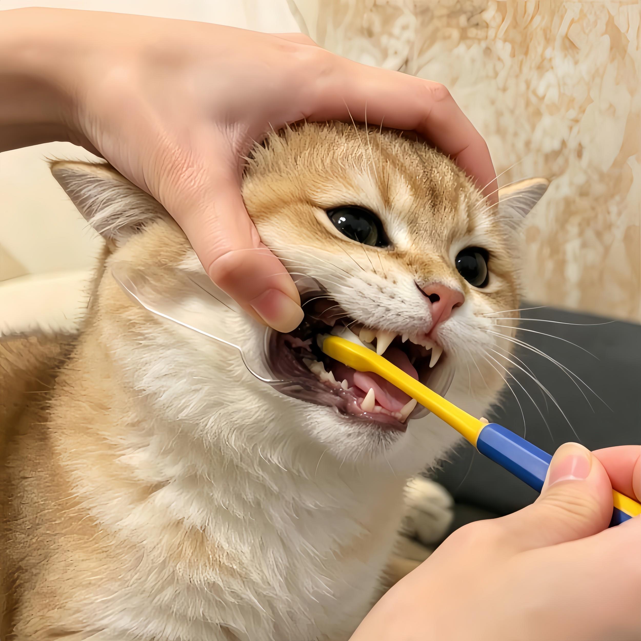 很配合!猫猫刷牙辅助器洁牙开口推拉固定扩口器宠物嘴巴清洁用品