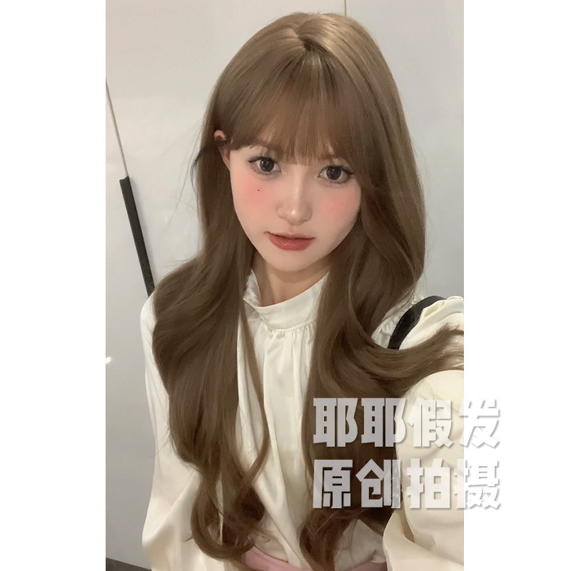 假发女日常网红甜美lolita自然新款长卷发齐刘海jk全头套式