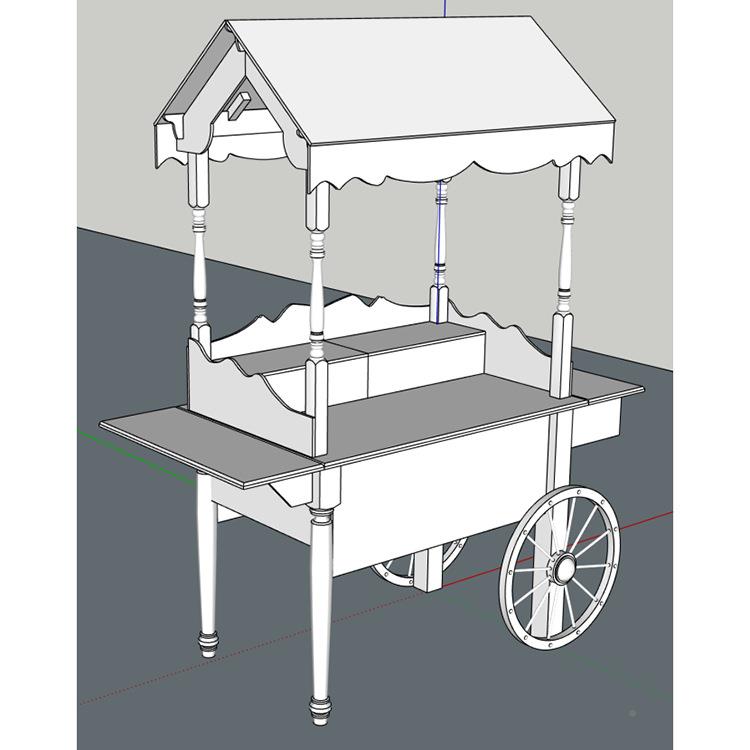 品质婚礼花白色木质20230919展示糖果车车派对台装饰带轮手推车舞