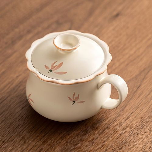 快速发货优格兰花陶瓷马克杯w家用创意办公杯喝水杯带盖可茶水分