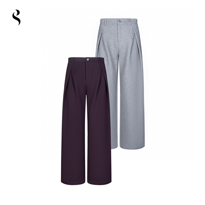 Succinct “叁”三角褶皱360g果冻空气层A字卫裤秋冬休闲阔腿裤