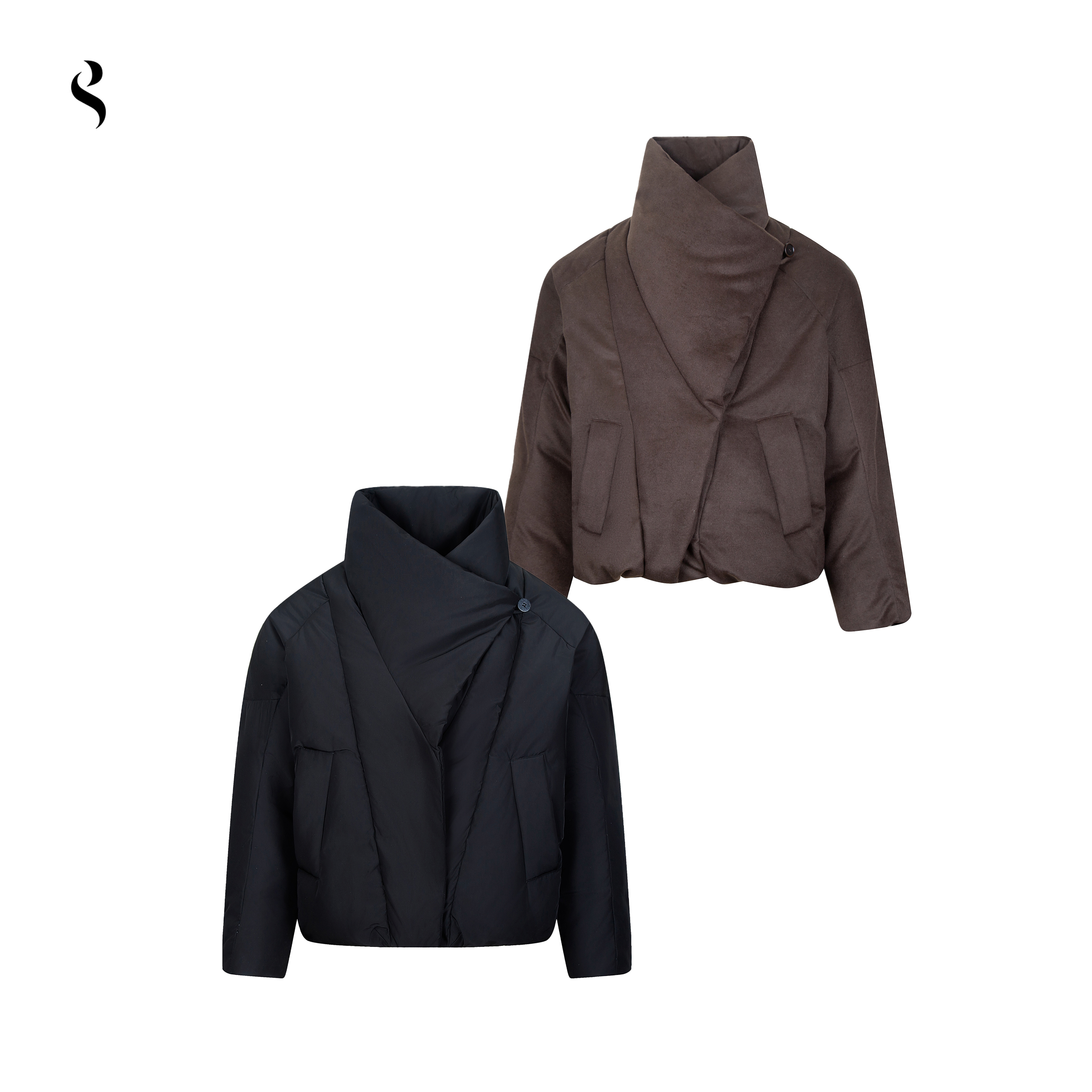 Succinct“楔”羊毛菱形道袍90白鸭绒高充绒量短款羽绒服秋冬外套