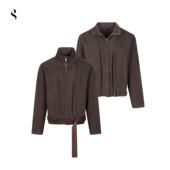 三层叠领短雪尼尔肌理短款 Succinct 衍 束腰夹克秋冬老钱外套