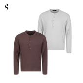 Succinct 秋冬打底上衣 长袖 竹 精梳竹节肌理亲肤亨利斜领修身