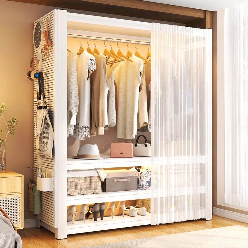 货架DIY简易衣柜开放式角钢衣架置物架出租房组装金属衣帽收纳架