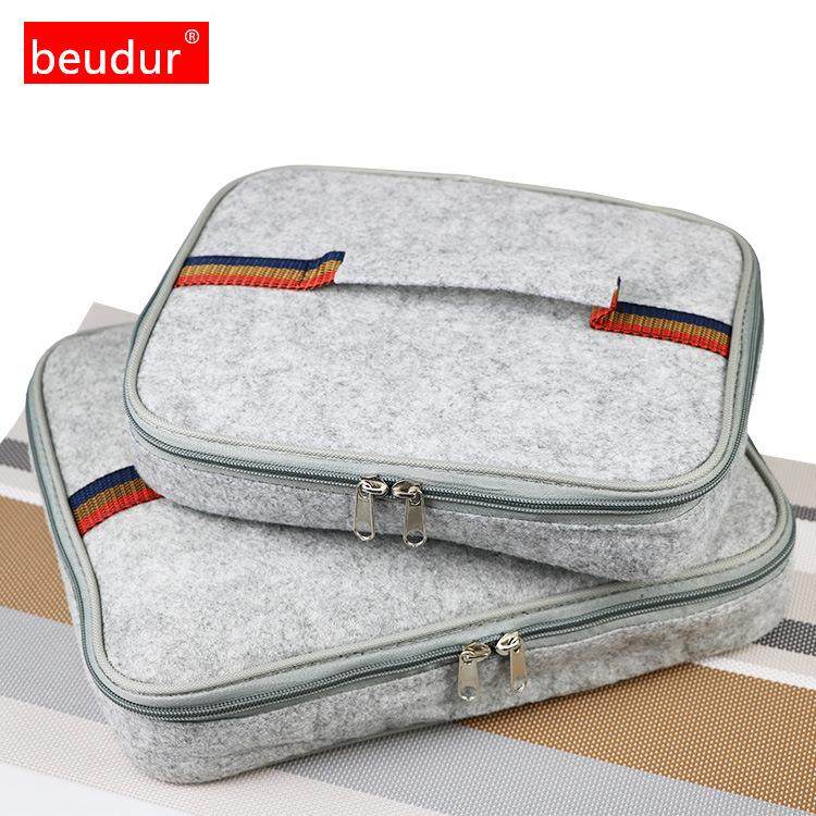 加厚锡箔冰块保温餐盘袋毛毡手提便当保温包户外旅游便携日用袋