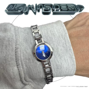 Awasteoftime浪费时间 中古手表蓝色圆形简约vintage古着石英手表