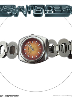 Awateoftime浪费时间 中古手表小众复古橙色金属异型腕表石英手表