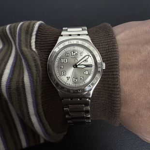 Awateoftime浪费时间 中古手表银色金属小众复古运动圆形石英手表