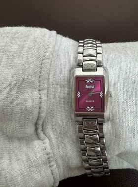 Awateoftime浪费时间 中古手表小众复古玫红色花朵金属石英手表