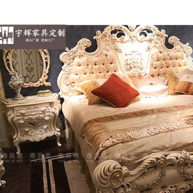 欧式床双人床法宫廷床式实雕LCD花彩绘布艺公床主别墅木主卧婚床