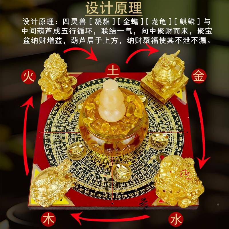 聚财阵葫芦龙龟金蟾貔聚貅麒麟罗盘盆宝招财家居tb-81580公店铺办