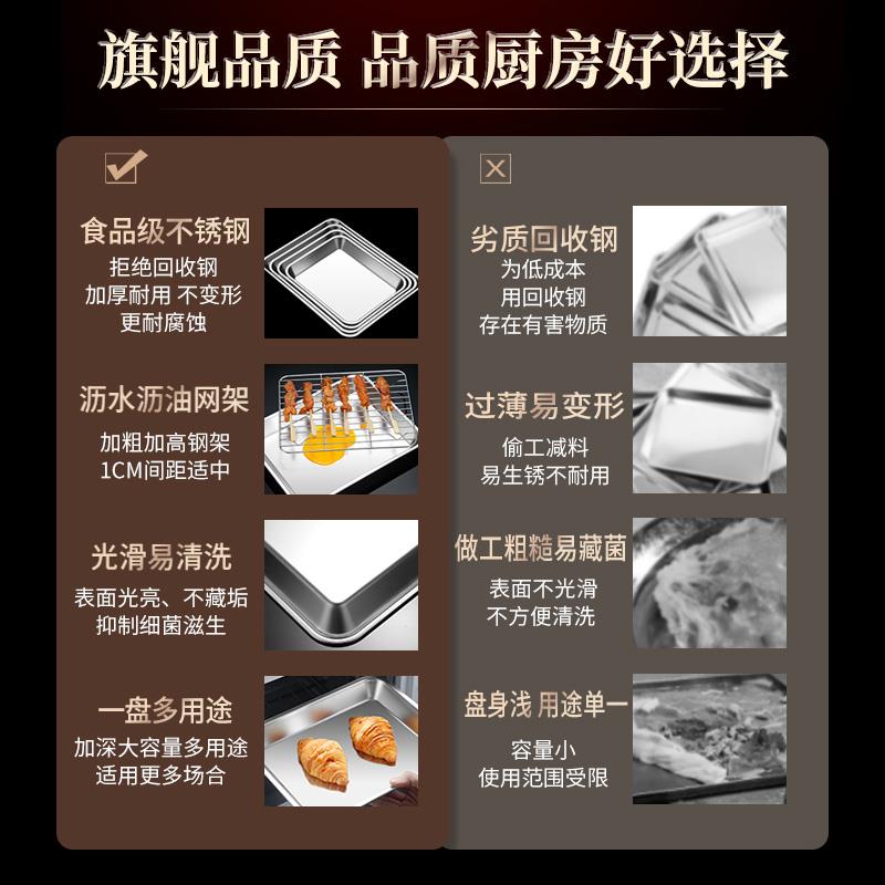不95托锈钢盘带过滤箱网方盘长方形家用洗菜沥水盘烧烤沥油盘烤盘