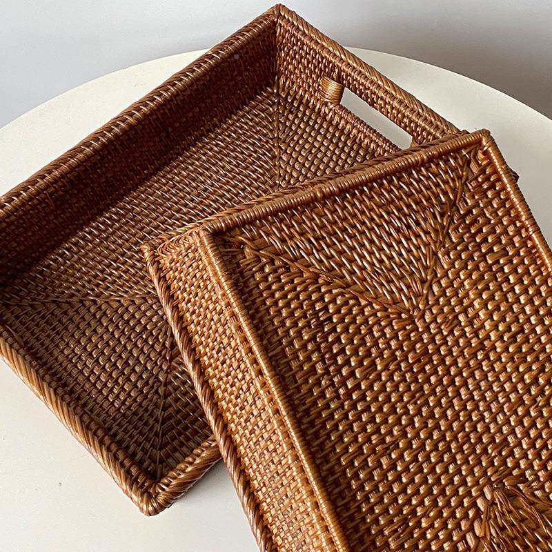 藤收OZC编篮子茶具托盘越工编南织筐早餐面包水果手篮厨房桌面纳
