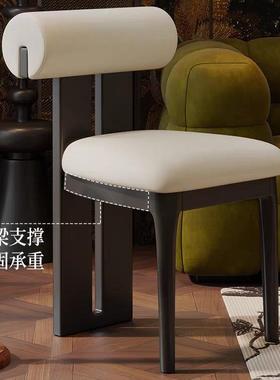 诧寂风实木休闲餐厅椅家用靠背河马家椅复RHR古风用小户型皮质子