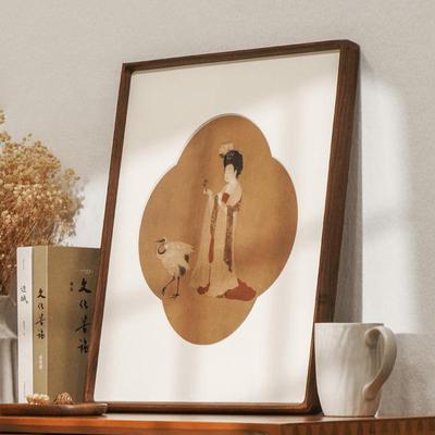 簪仕女图新中式玄装饰关画走过道挂画书房茶室桌廊花YZ202410面实