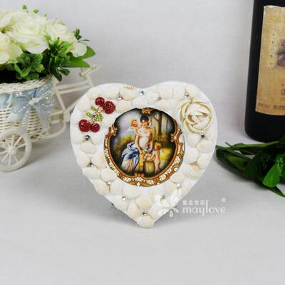 贝壳摆花贴钻红果实心式形相框欧清新实用别墅家居装像饰20056框