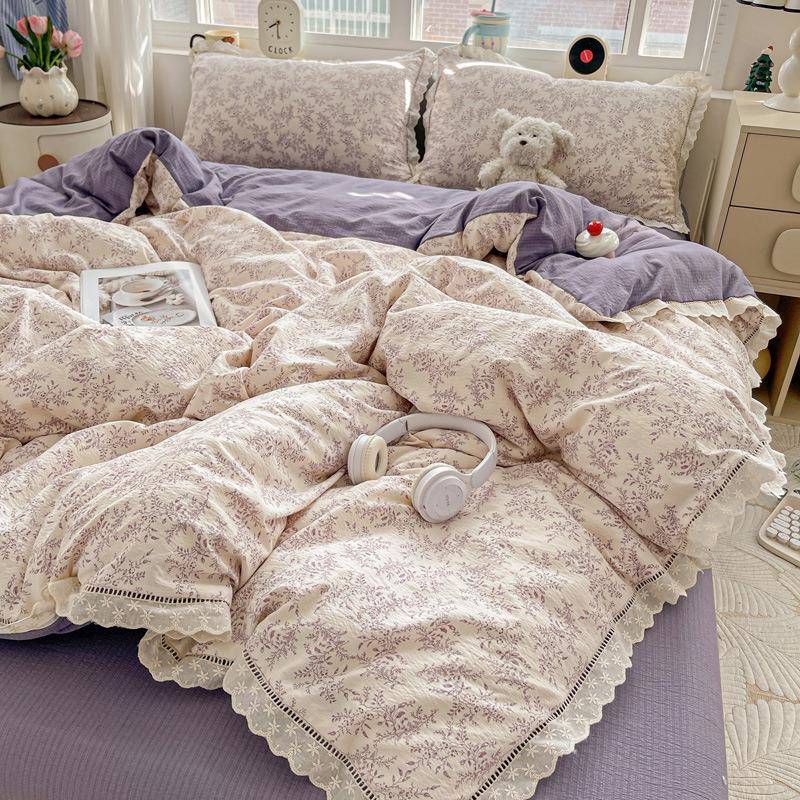 20婴25款a432类母级床单款四件套棉双层纱花边款全被新套宿舍四件