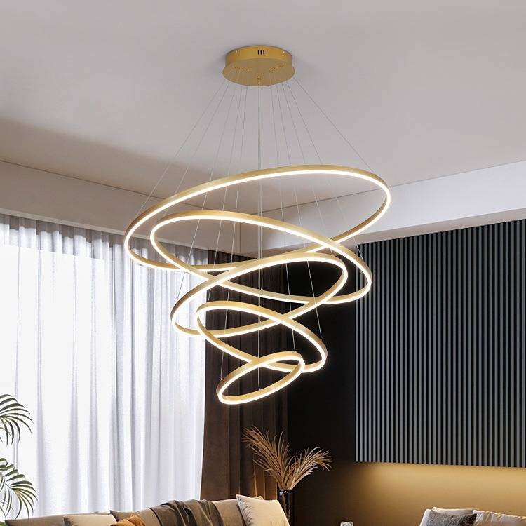 复式楼大吊灯现代轻奢别墅创意客厅灯酒店大堂售楼部loft楼梯吊灯