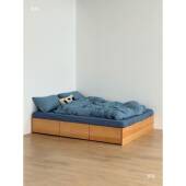 欧洲抽榉木1米 2人全实木JU01主 次卧原木风无头大屉床储物榻榻地