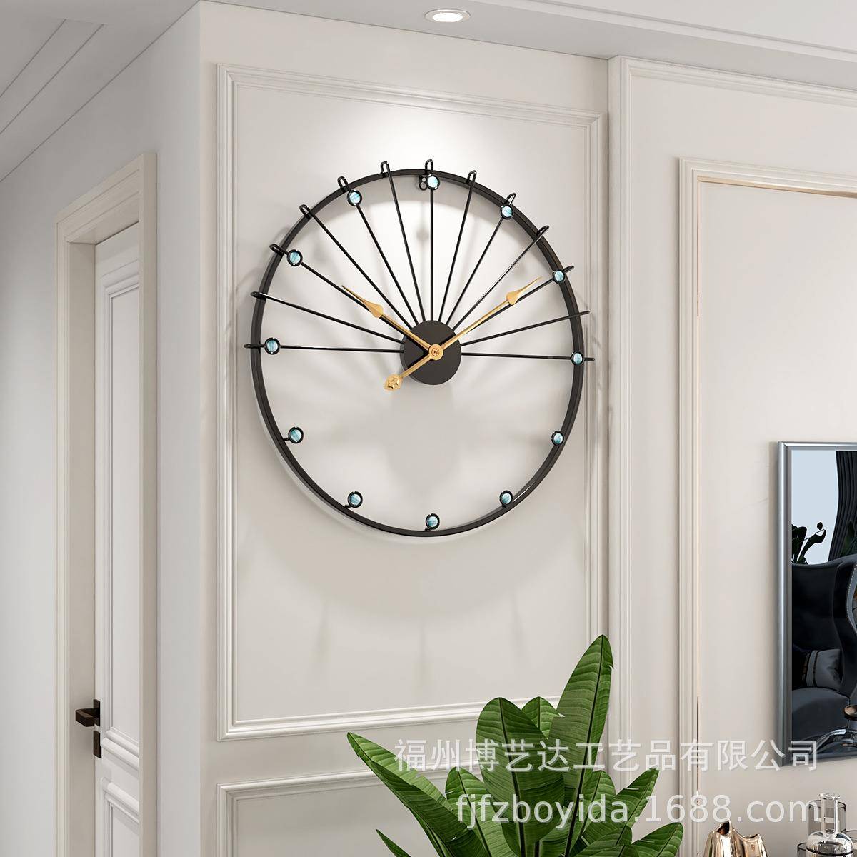 艺新款奢创意家用挂钟挂钟41铁个时性装饰静音钟表客厅极简艺术钟