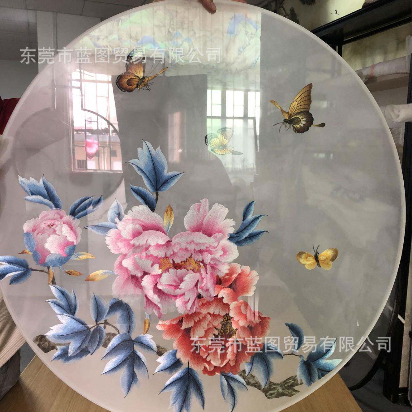 现货苏绣书双面绣前程似锦牡丹蝶用蝴客厅房玄关屏风PIM画酒店商
