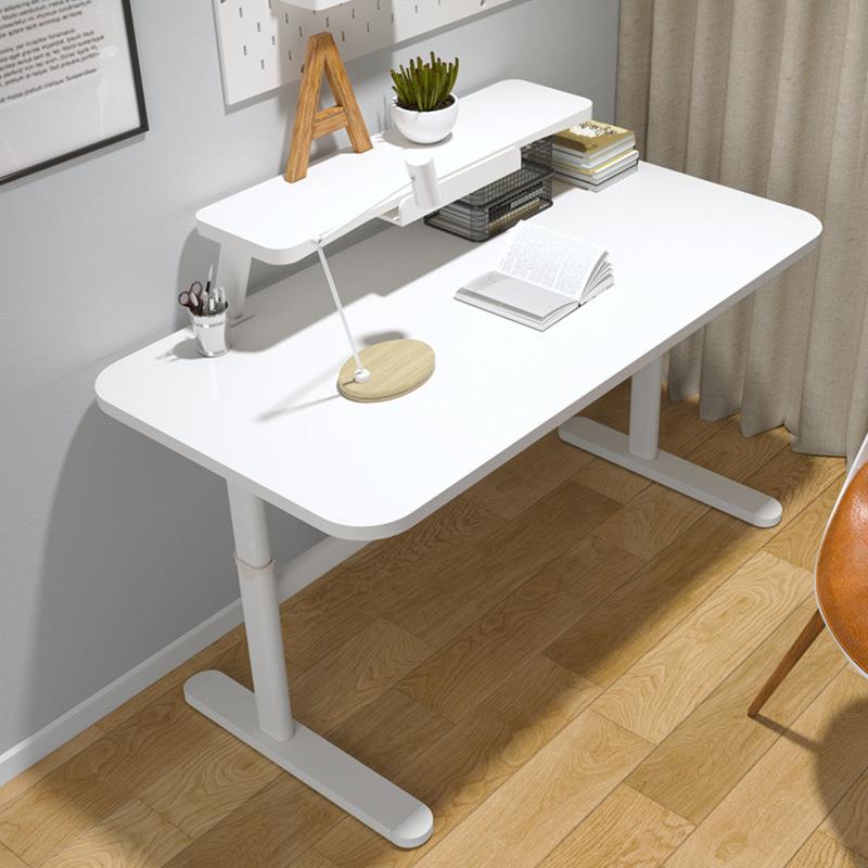 白桌色学习儿童书桌PUG写字家用学生电脑办桌可升降桌手摇实木公