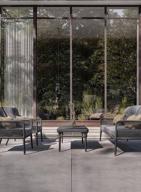 户发外沙发庭院藤编水防具阳台休闲高端酒店别家墅露天藤KYK椅沙