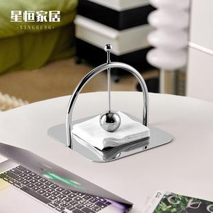 餐巾收纳奢架西1纸餐厅商用方形不锈钢纸巾高收纳盒胡轻摆 档欧式