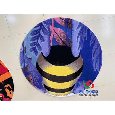 现代简约紫色房圆形卡通客口厅茶几毯儿地童书1071桌椅子玄关门垫