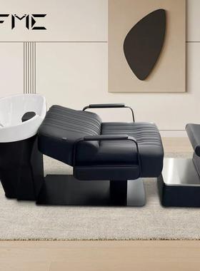 PZN源头工厂网理发店龙水洗头床专业发廊沙半躺红式黑色皮革冲洗