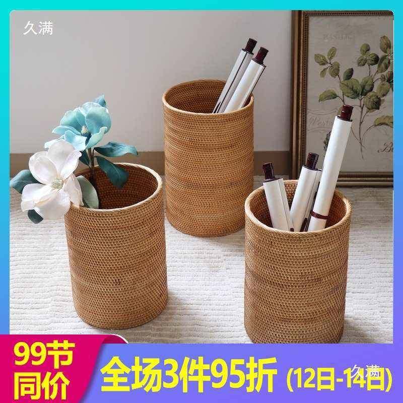 越南藤编手工书画收纳筐字画收纳thsdhhsd缸中式书书房法干卷轴纸