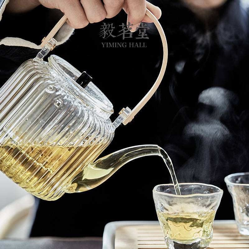 胡桃木电陶炉全自动煮茶器家用玻璃烧水壶侧把壶耐高温泡茶壶套装