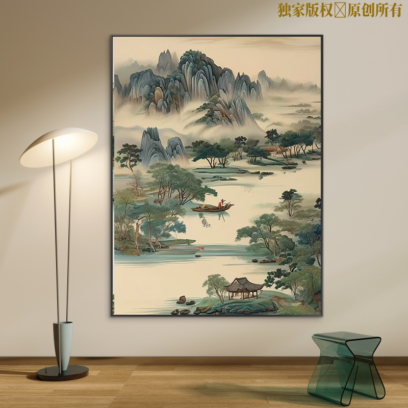 国风数字油画diy填色手工解压手绘油彩画丙烯颜料减压书房画填充