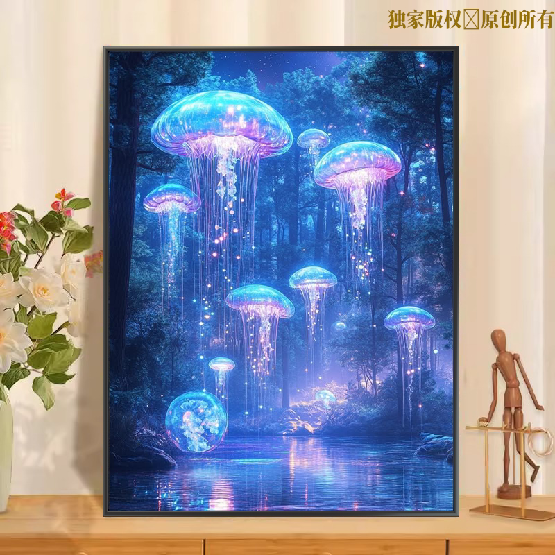 科幻风景数字油画diy填色手工解压涂色手绘油彩画丙烯颜料减压画
