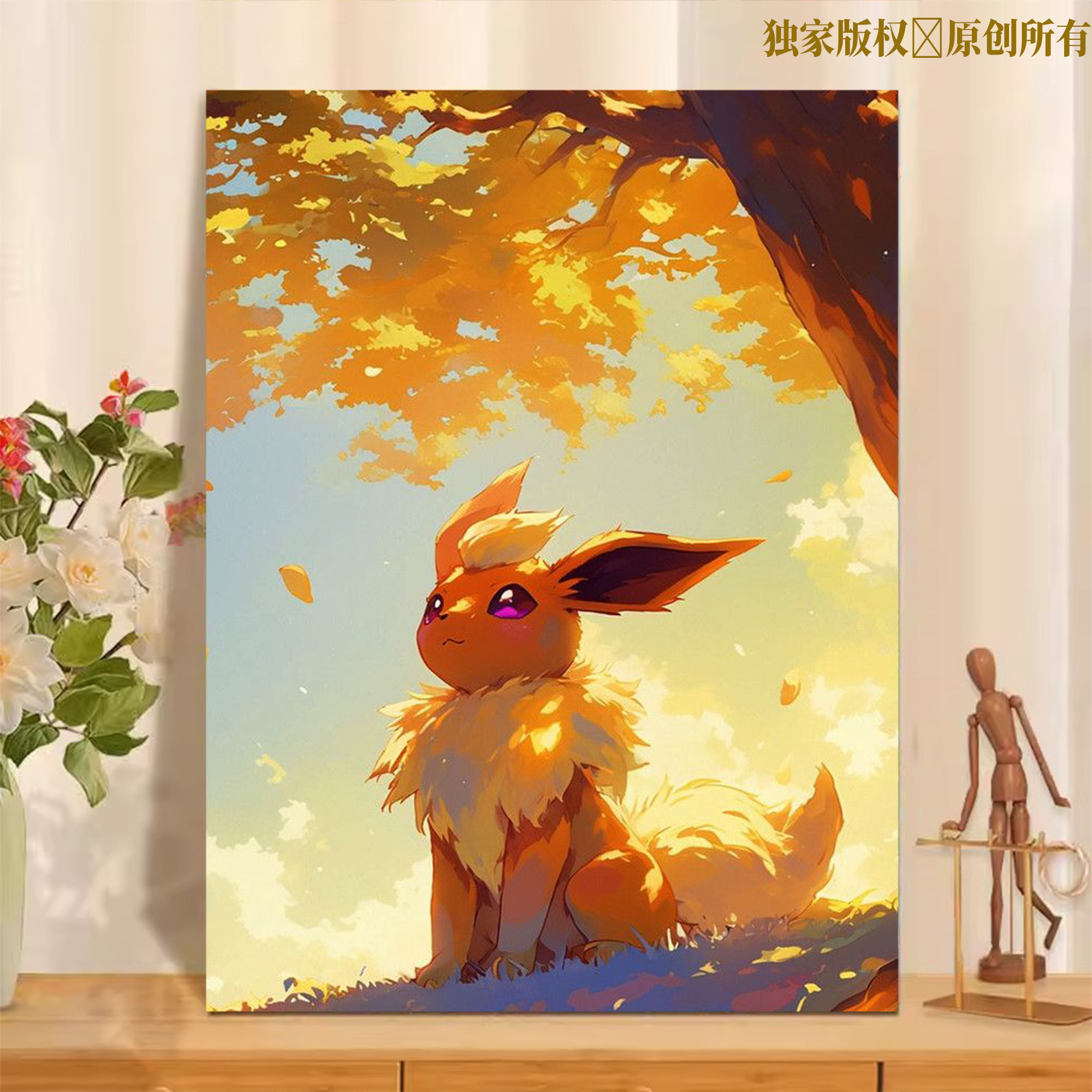 宝可梦数字油画diy填色手工填充油彩画手绘卡通动漫减压儿童绘画