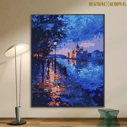 成人解压画数字油画diy填充手绘手工填色涂色玄关油彩画 高级感画