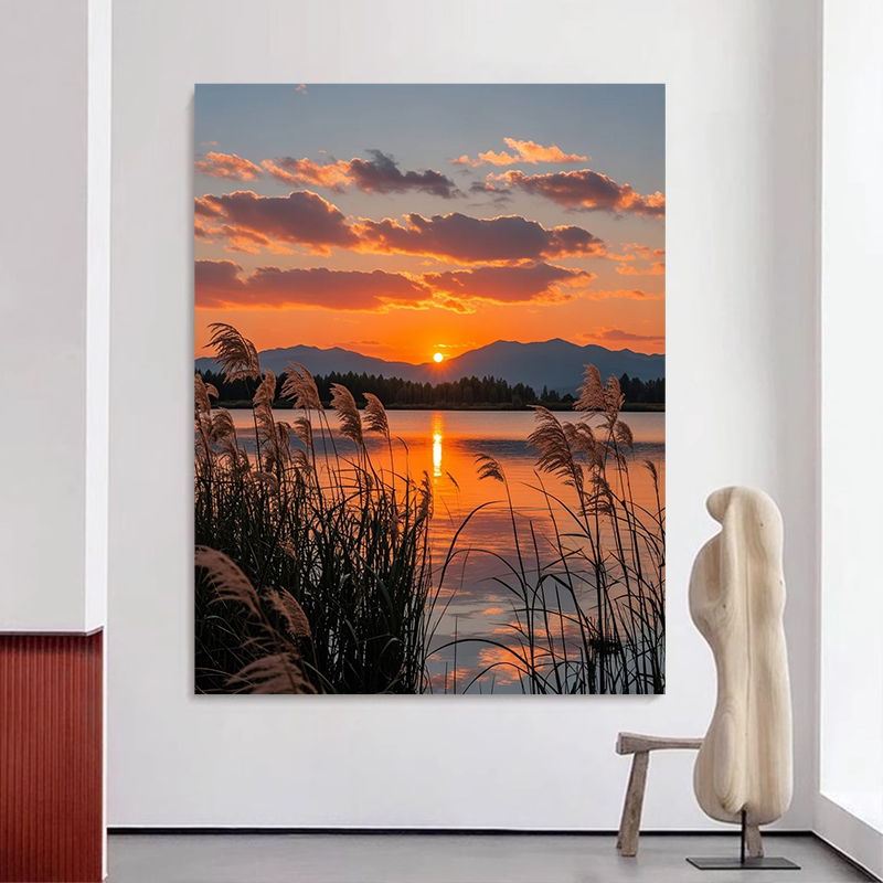 风景夕阳数字油画DIY套装手绘涂色画手工礼物填色儿童减压装饰画