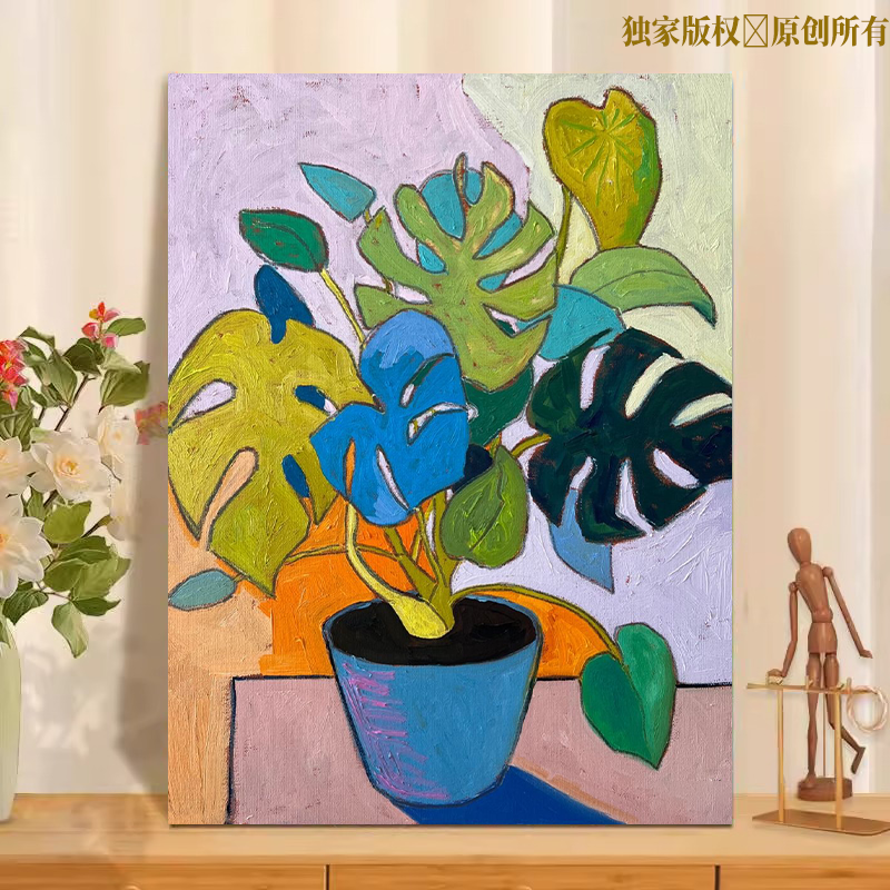 大吉大利数字油画diy填色手工填色手绘油彩画丙烯颜料减压填色画