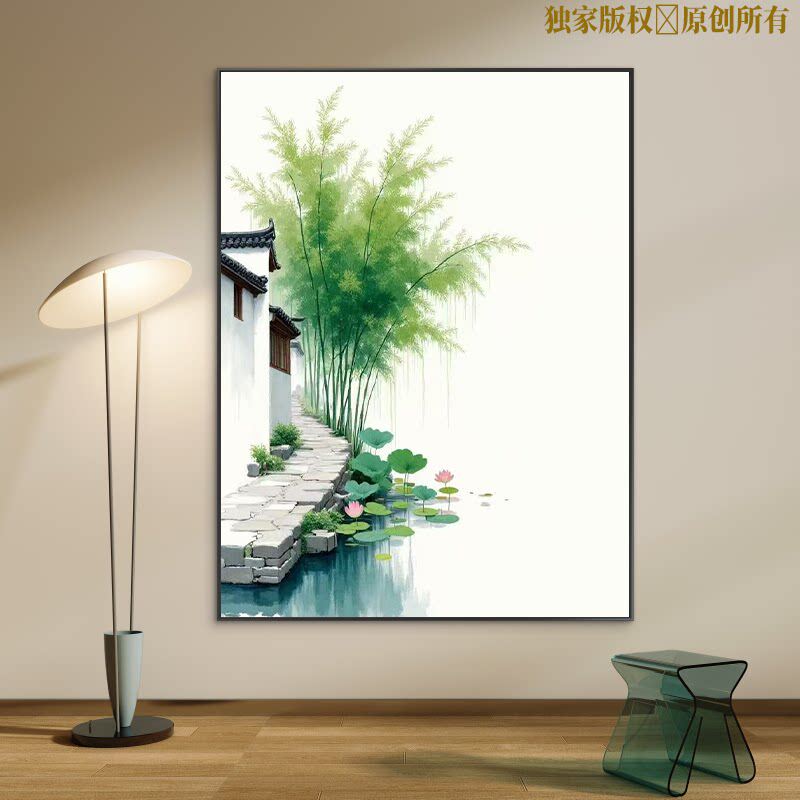 水墨国风风景字油画diy填色手工解压手绘油彩画减压书房画填充